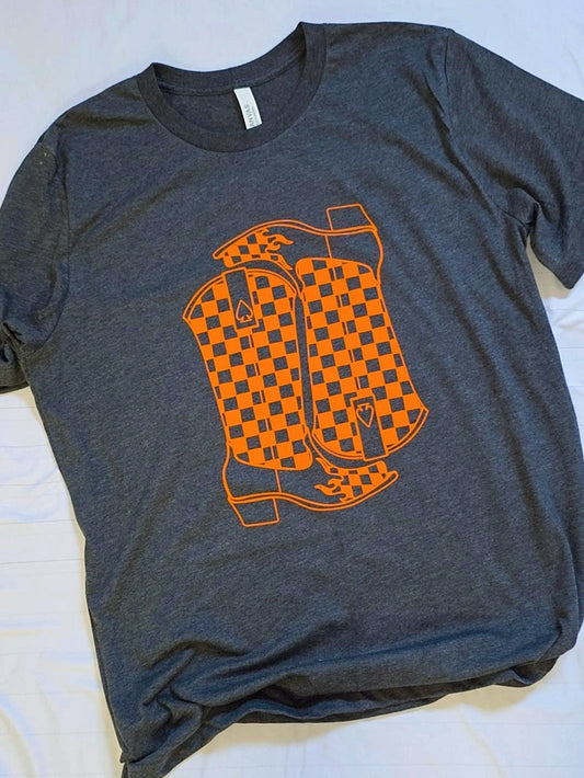 Checkered Boots  Adult T-Shirts